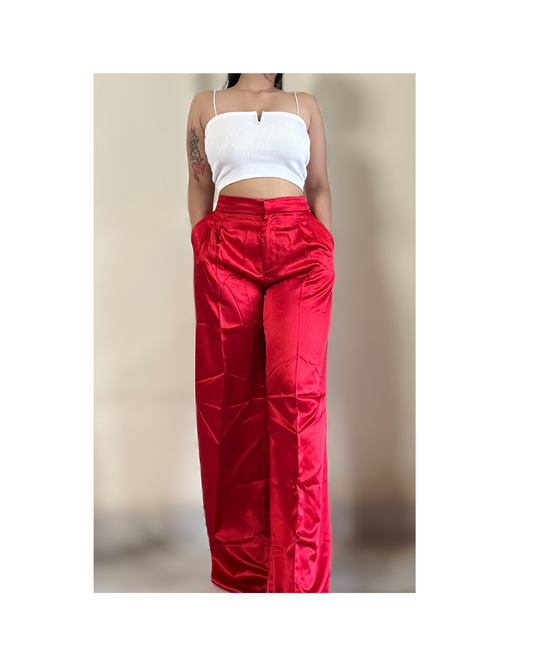 Red Satin trousers
